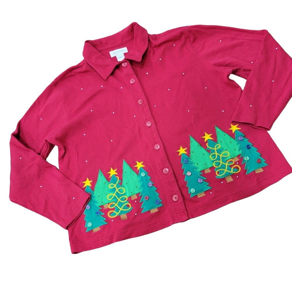 Bechamel Christmas Tree Button Front Cardigan Jac… - image 1